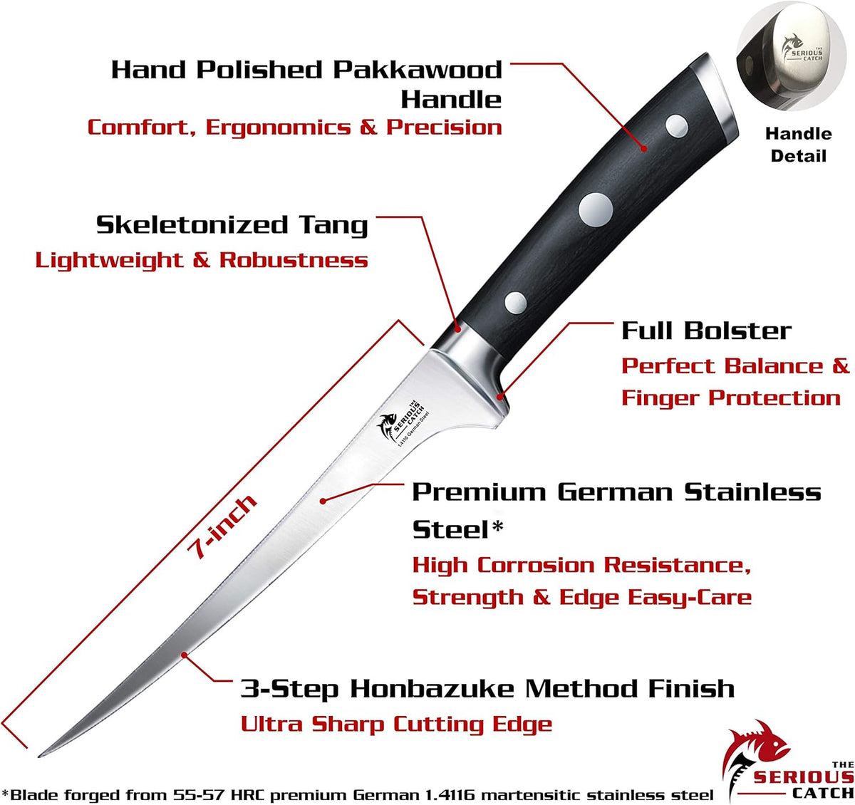 7-In Fish Fillet Knife with Leather Sheath U679679
