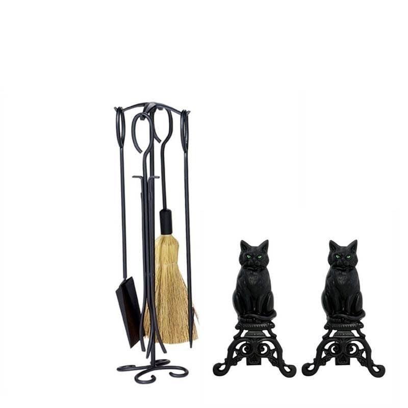5 Piece Black Wrought Iron Fireplace Tool Set M492747