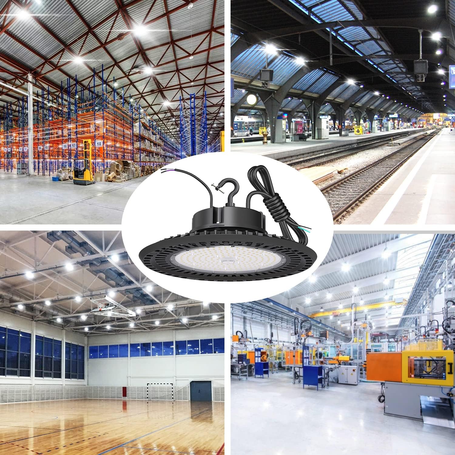 LED High Bay Light 240W UFO 5000K 36,000LM, 0-10V Dimmable, UL Certified Driver IP65, Hook Mount X184