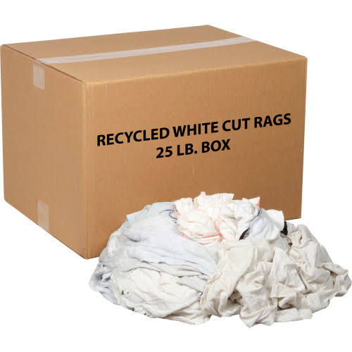 Recycled White Cut Rags, 25 lb. Box Q4420