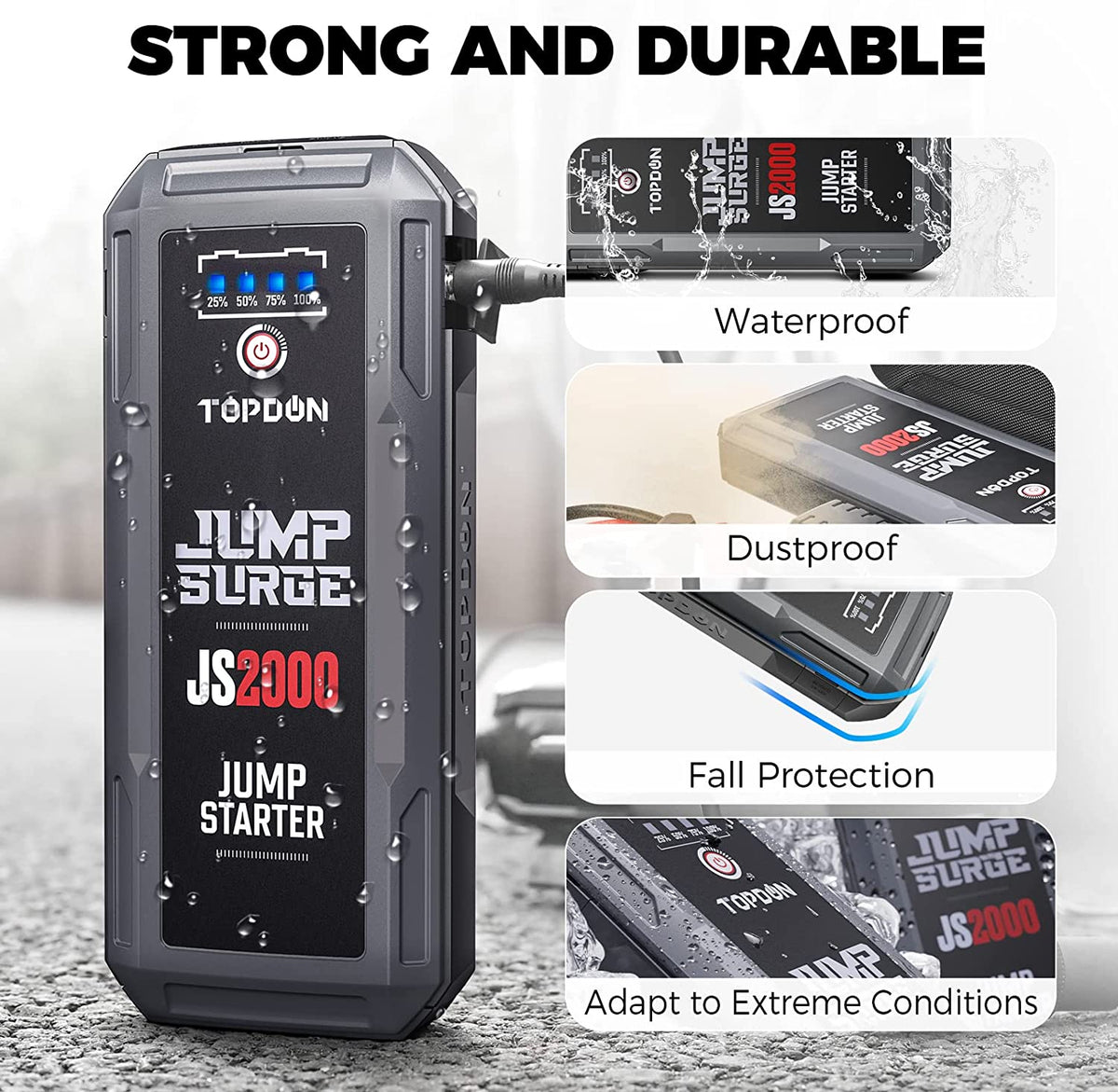 12V 2000A Peak Portable Jump Starter for 8L Gas/6L Diesel Engines X621