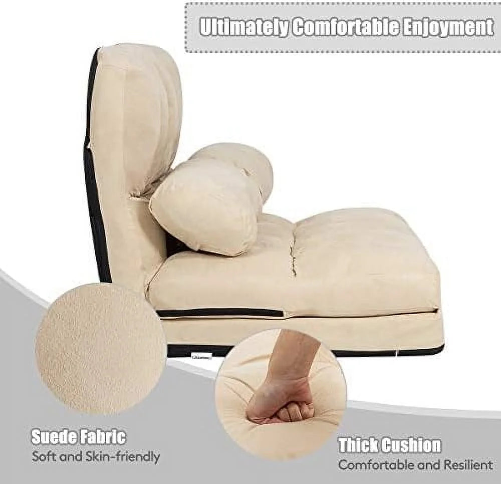 Gray Fabric Sleeper Sofa Bed with 2 Pillows E709
