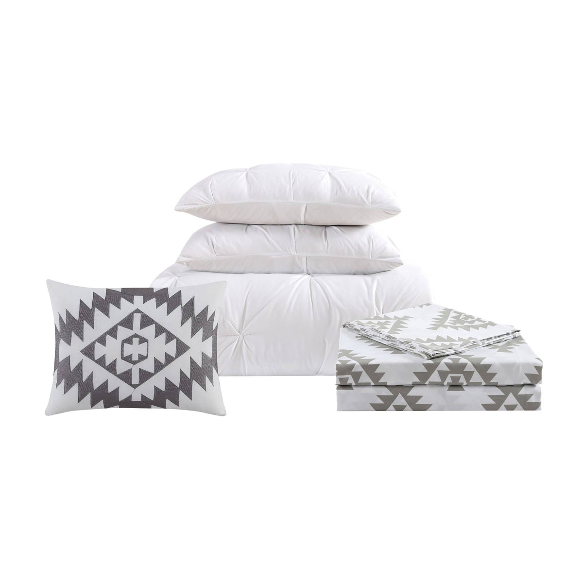 Queen Pleated Bed in A Bag White Z946