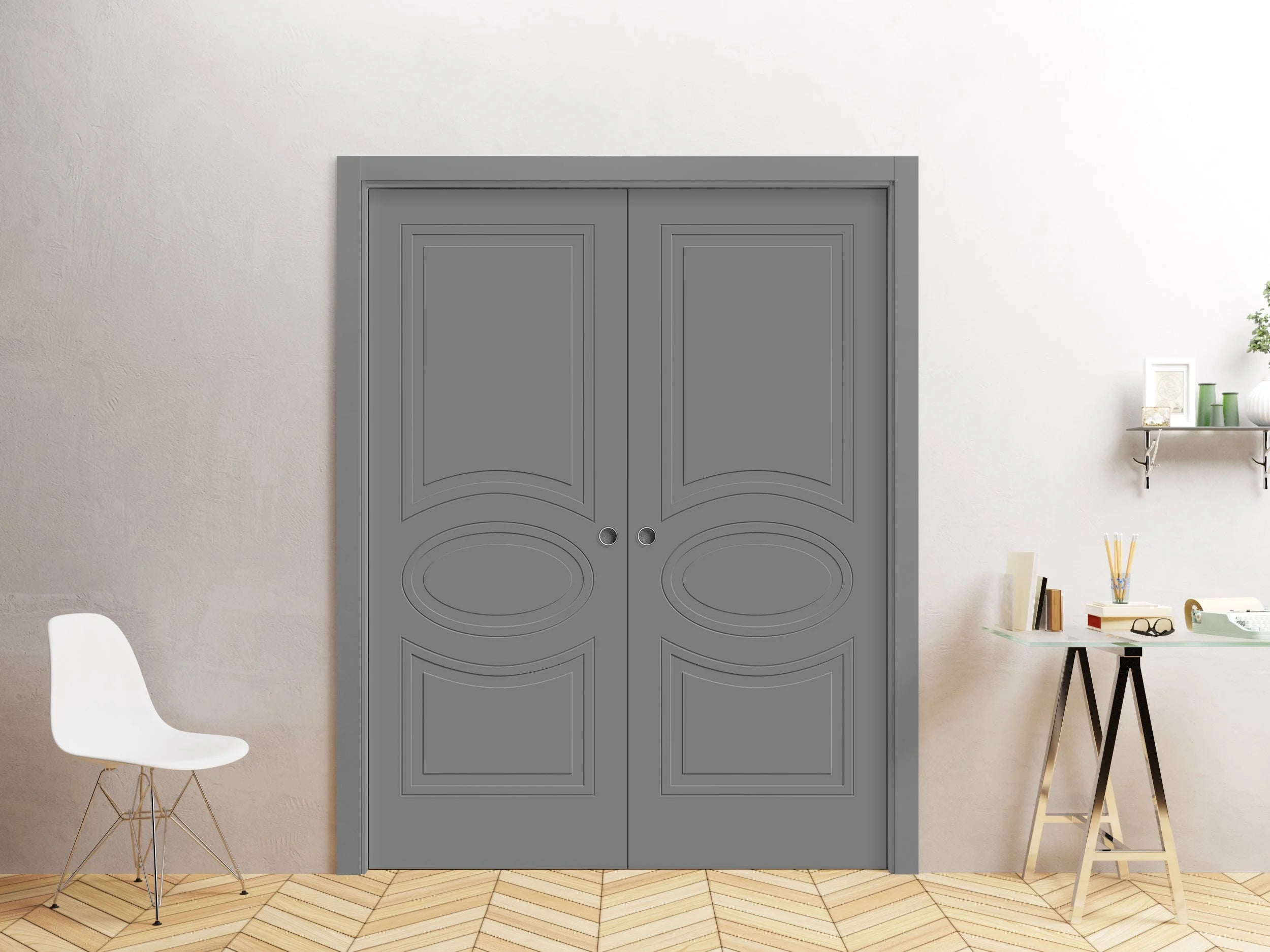 Sliding French Double Pocket Doors 36 x 80 inches MDF Interior Doors Q3599