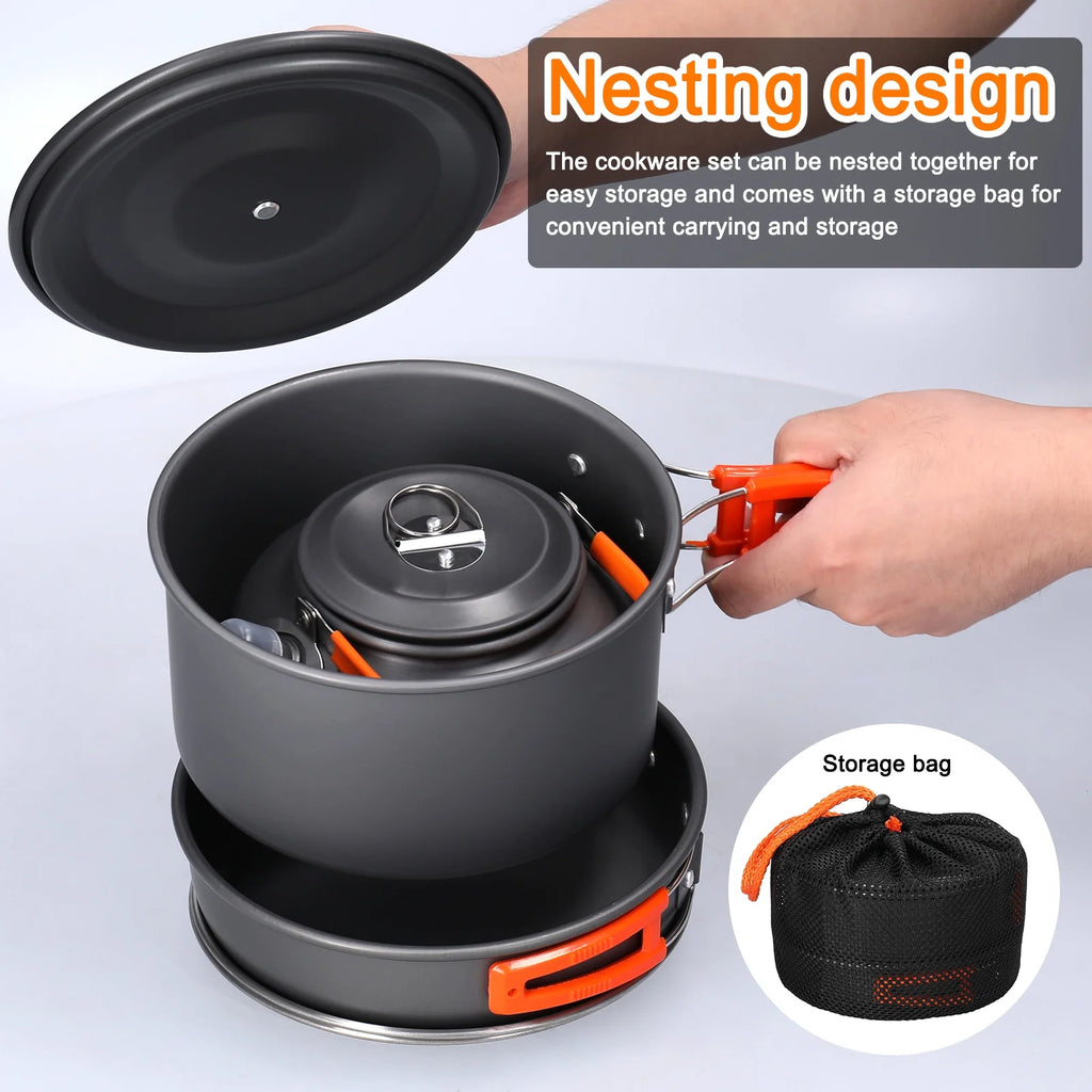 Portable Aluminum Alloy Camping Cookware Kit J636