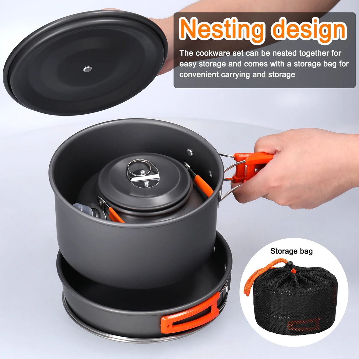 Portable Aluminum Alloy Camping Cookware Kit J636