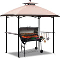 Gray 8'x 5' Double Tiered Outdoor BBQ Canopy with LED Light D971