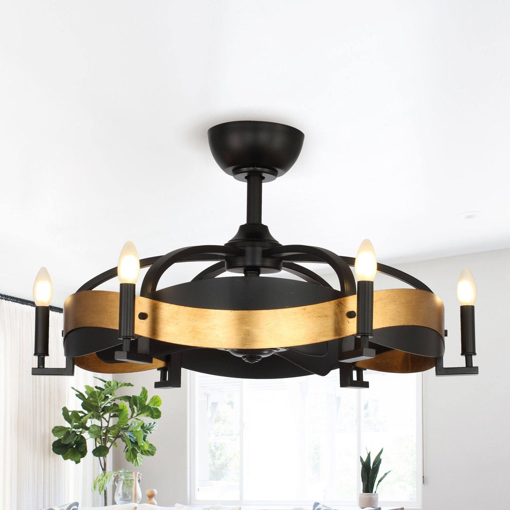 30-Inch Black 3-Blade 6-Light Ceiling Fan with Remote V678014