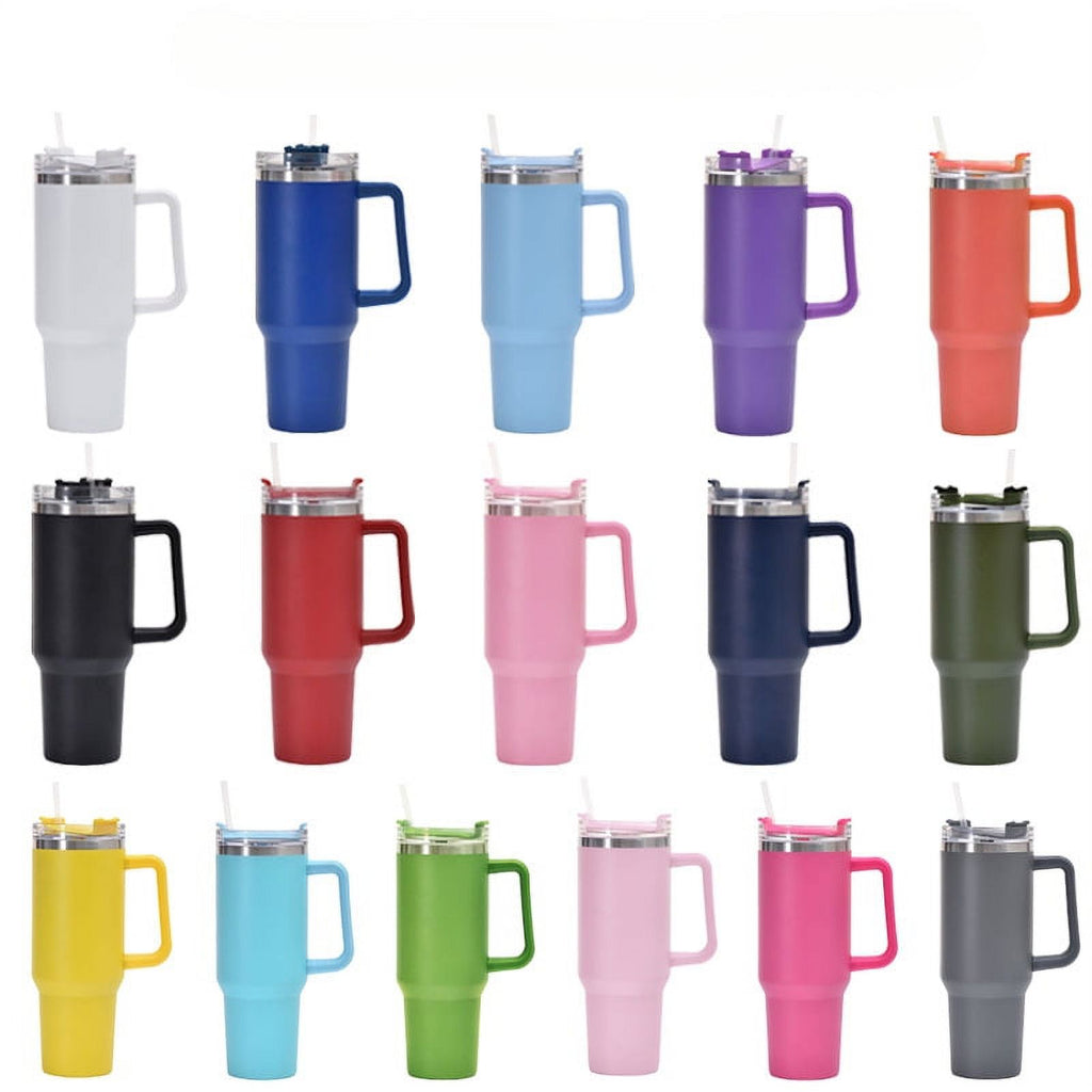 40 oz Insulated Reusable Stainless Steel Tumbler with Handle and Straw Lid X800
