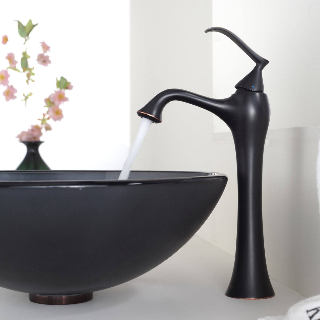 Oil Rubbed Bronze Vessel Bathroom Faucet with Pop Up Drain T437004