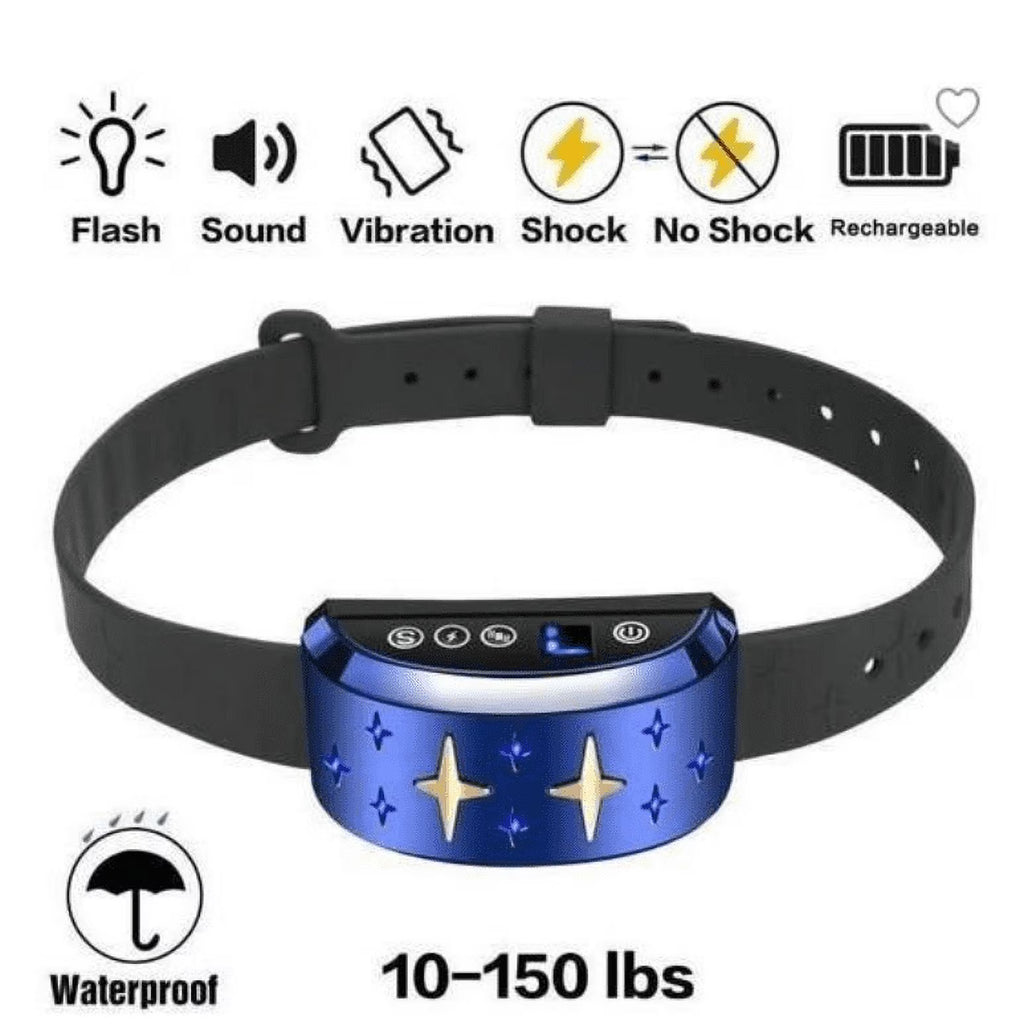 Blue Rechargeable Waterproof Dog Bark Collar Y88533