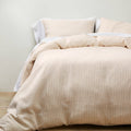 White/Natural Stripe Linen Duvet & Sham Set F18166