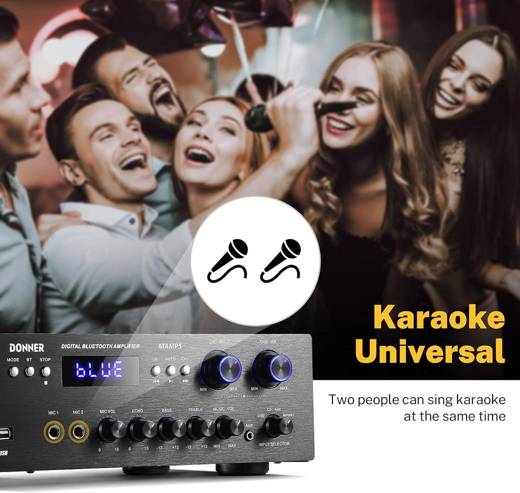Bluetooth 5.0 Stereo Audio Amplifier Receiver, 4 Channel, 440W Peak Power M85667