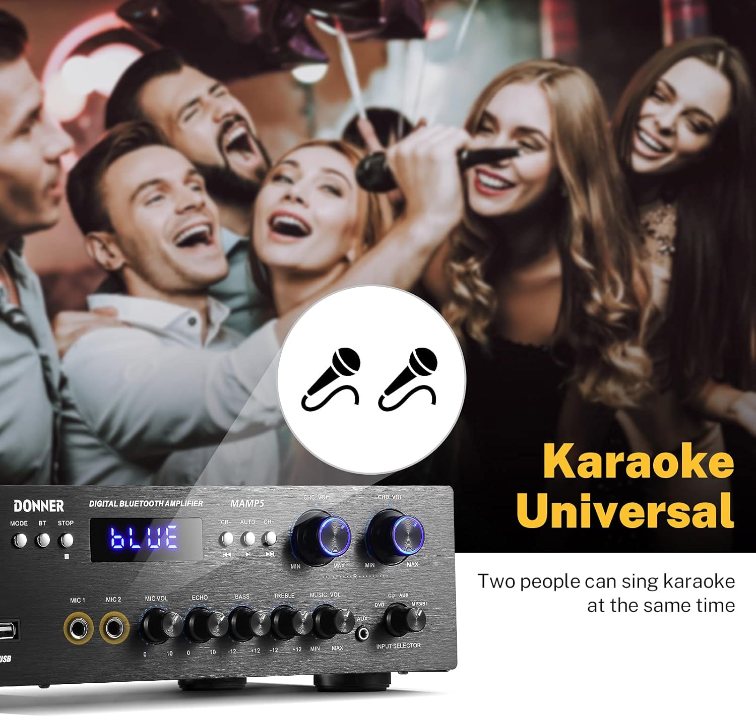 Bluetooth 5.0 Stereo Audio Amplifier Receiver, 4 Channel, 440W Peak Power M85667