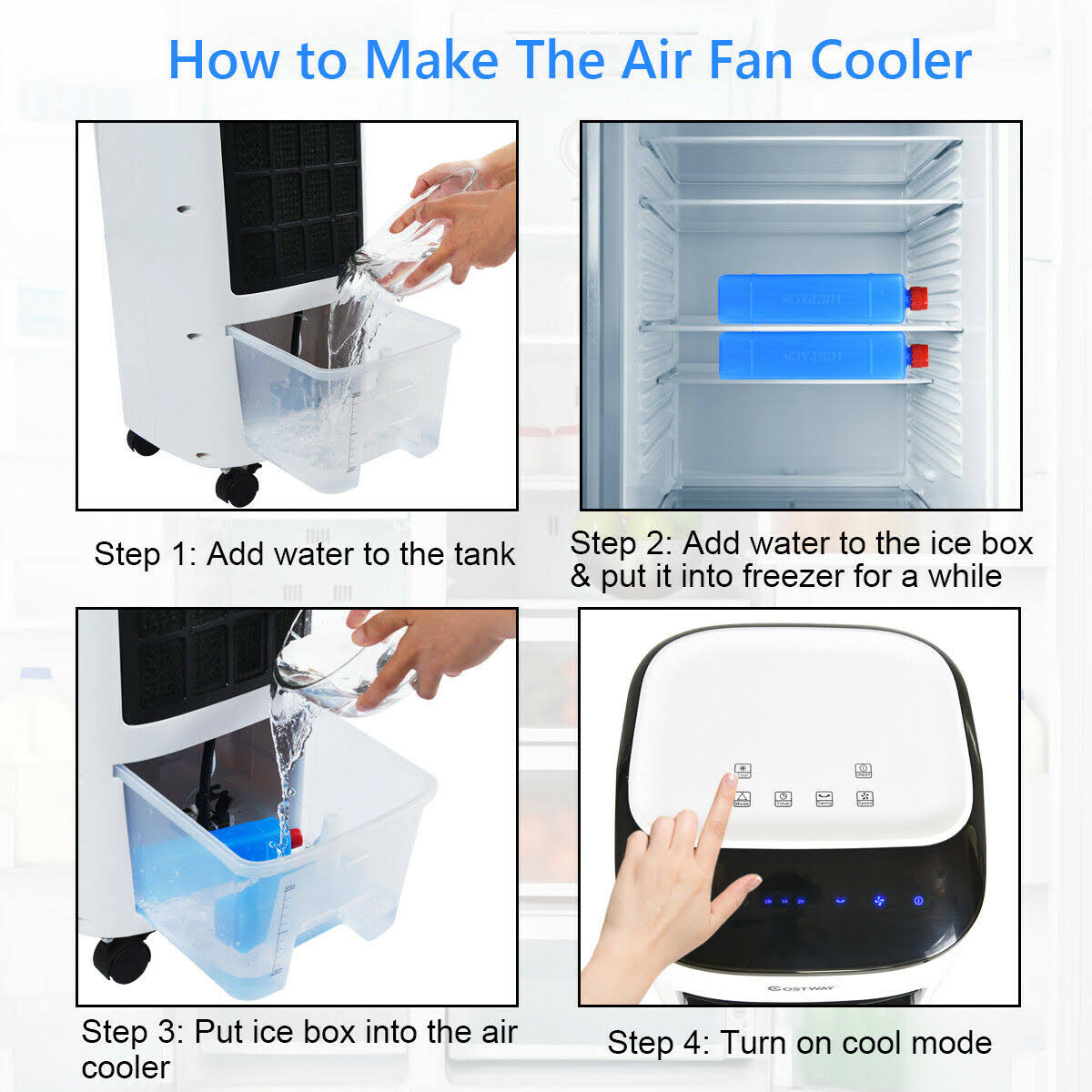 White Evaporative Portable Air Cooler Fan Humidifier with Remote Control Y5763