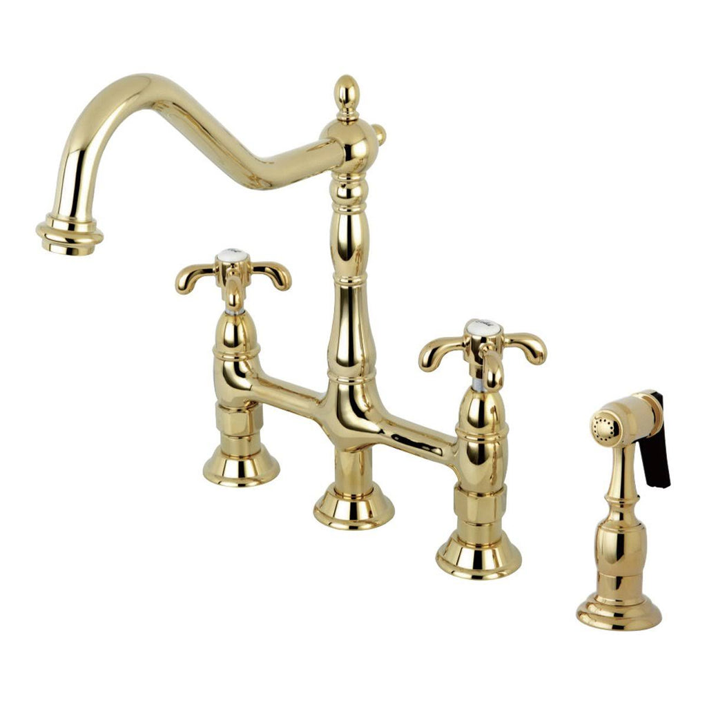 French Country 8-Inch Centerset Kitchen Faucet with Brass Sprayer Satin Nickel Z841