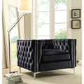 Black Velvet Tufted Armchair P9104