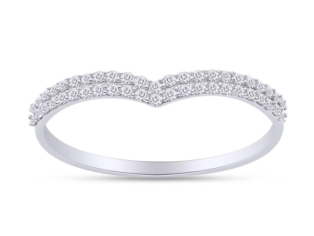 14K White Gold Over Sterling Silver Diamond Wedding Band Ring X370