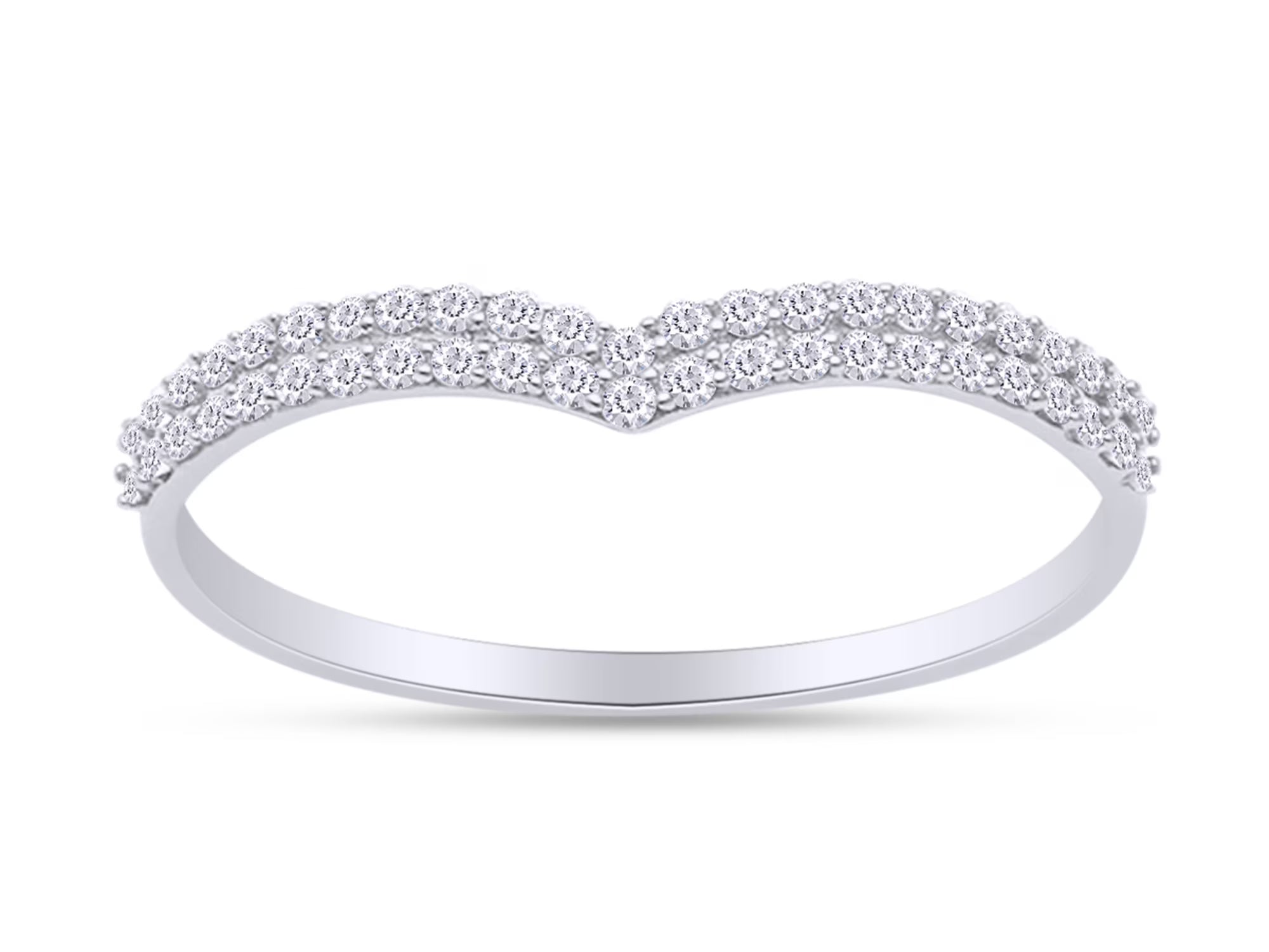 14K White Gold Over Sterling Silver Diamond Wedding Band Ring X370
