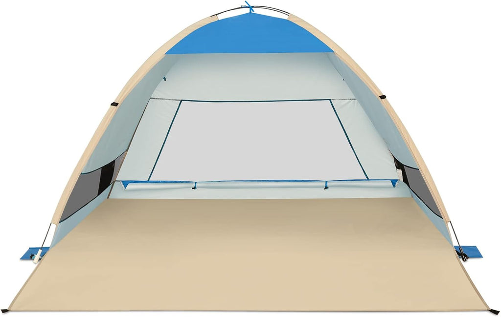Large Pop Up Beach Tent 4 Person Anti-UV Sun Shelter Pack of 2 O76541