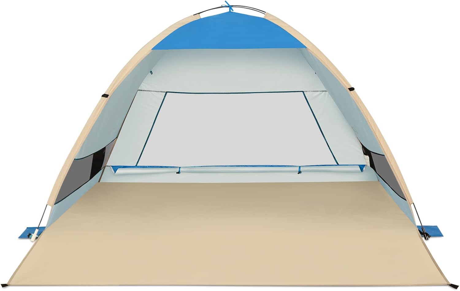 Large Pop Up Beach Tent 4 Person Anti-UV Sun Shelter Pack of 2 O76541