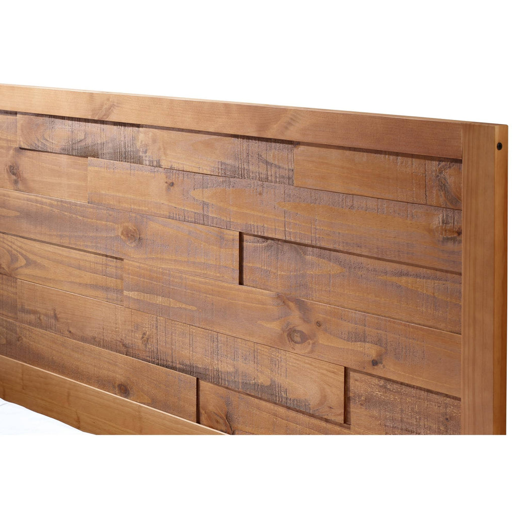 Queen Plank Distressed Solid Wood Bed Caramel M415509