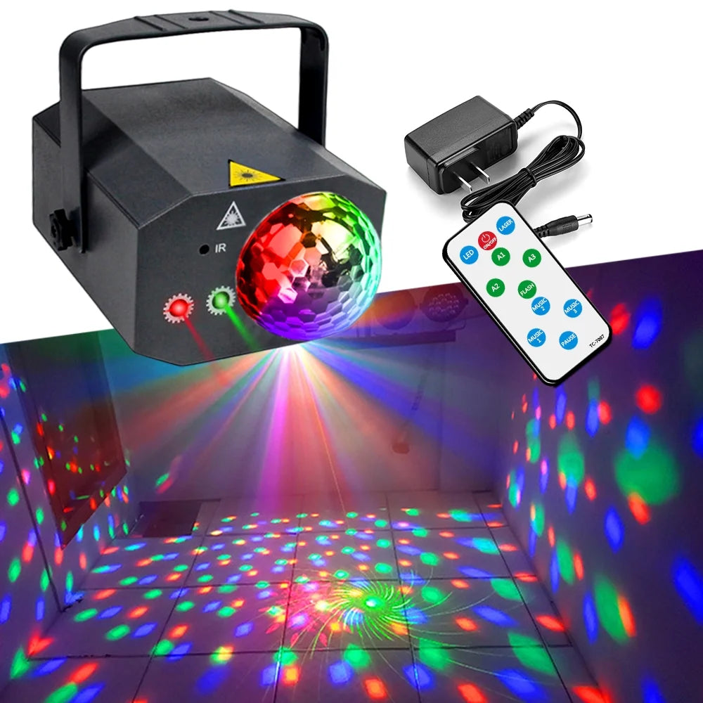 Sound Activated Black ABS Disco Ball Party Lights R341612