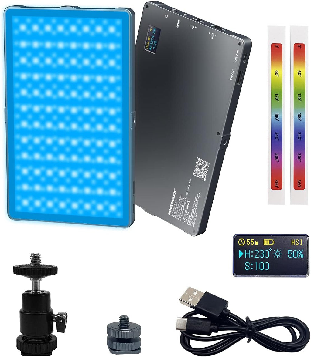 RGB Video Light, 360° Full Color Gamut, CRI>97, 3200-5600K, 4000mAh Power Bank, Aluminum Alloy Body, Pack of 2 E4717