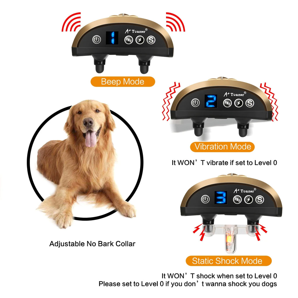 Blue Rechargeable Waterproof Dog Bark Collar Y88533