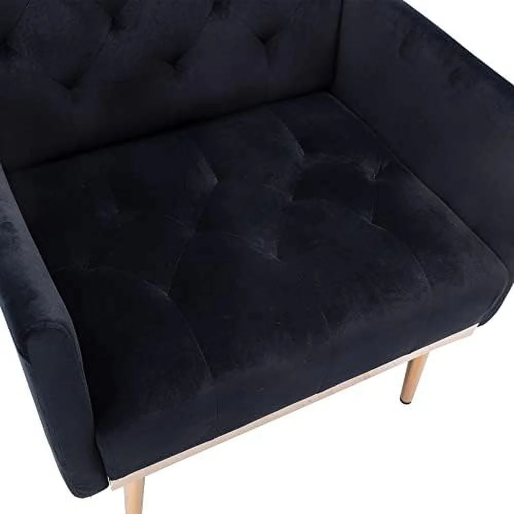 Orange Velvet Tufted Accent Chair with Metal Legs W909