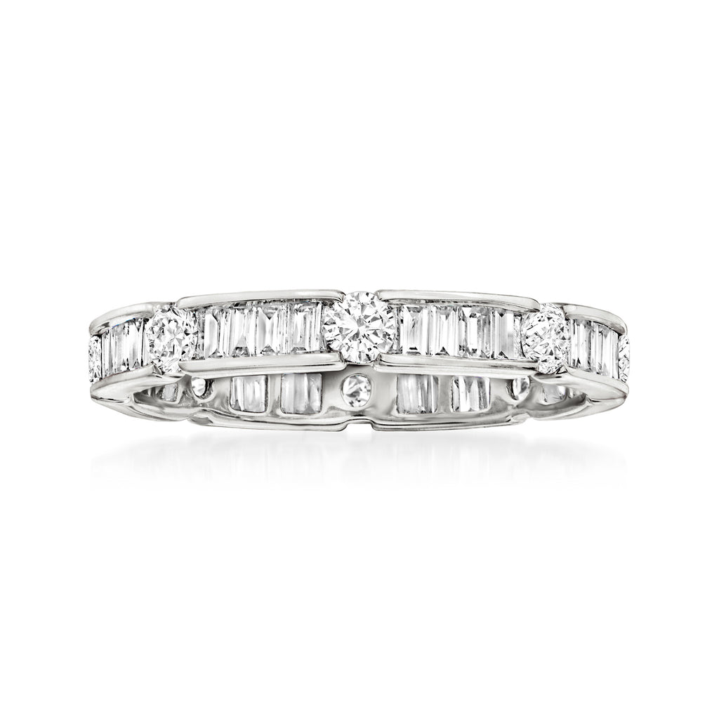 1.00 ct. t.w. Round and Baguette Diamond Eternity Band in 14kt White Gold L343471