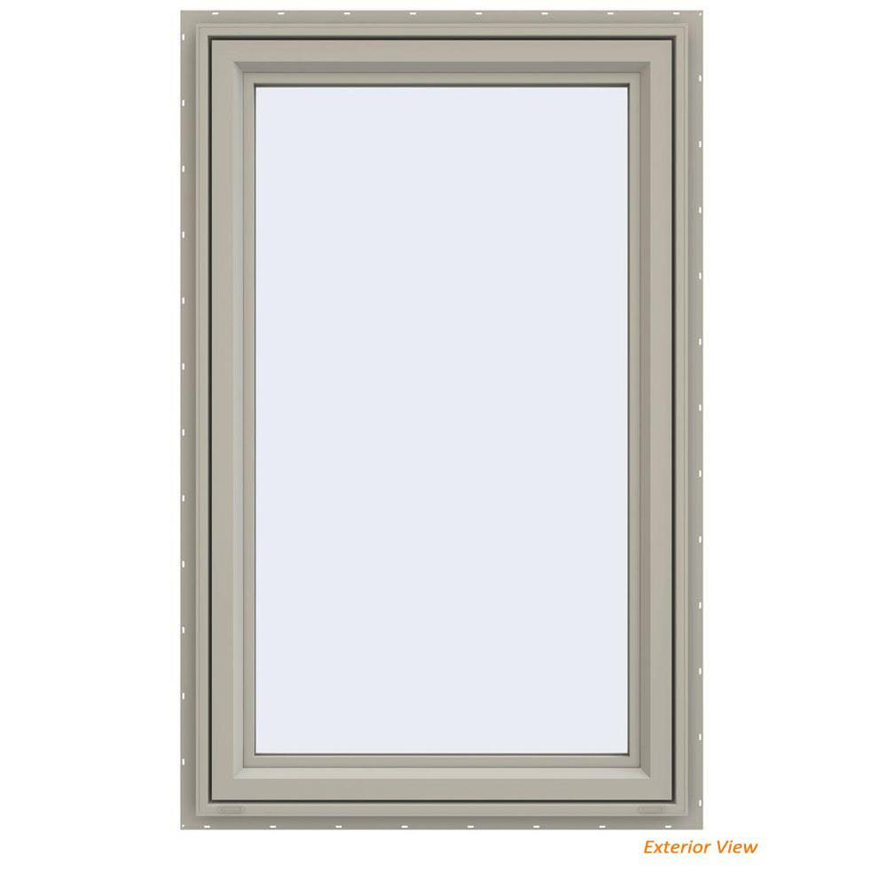 29.5 in. x 47.5 in. Desert Sand Vinyl Left-Handed Casement Window with Fiberglass Mesh Screen L2014