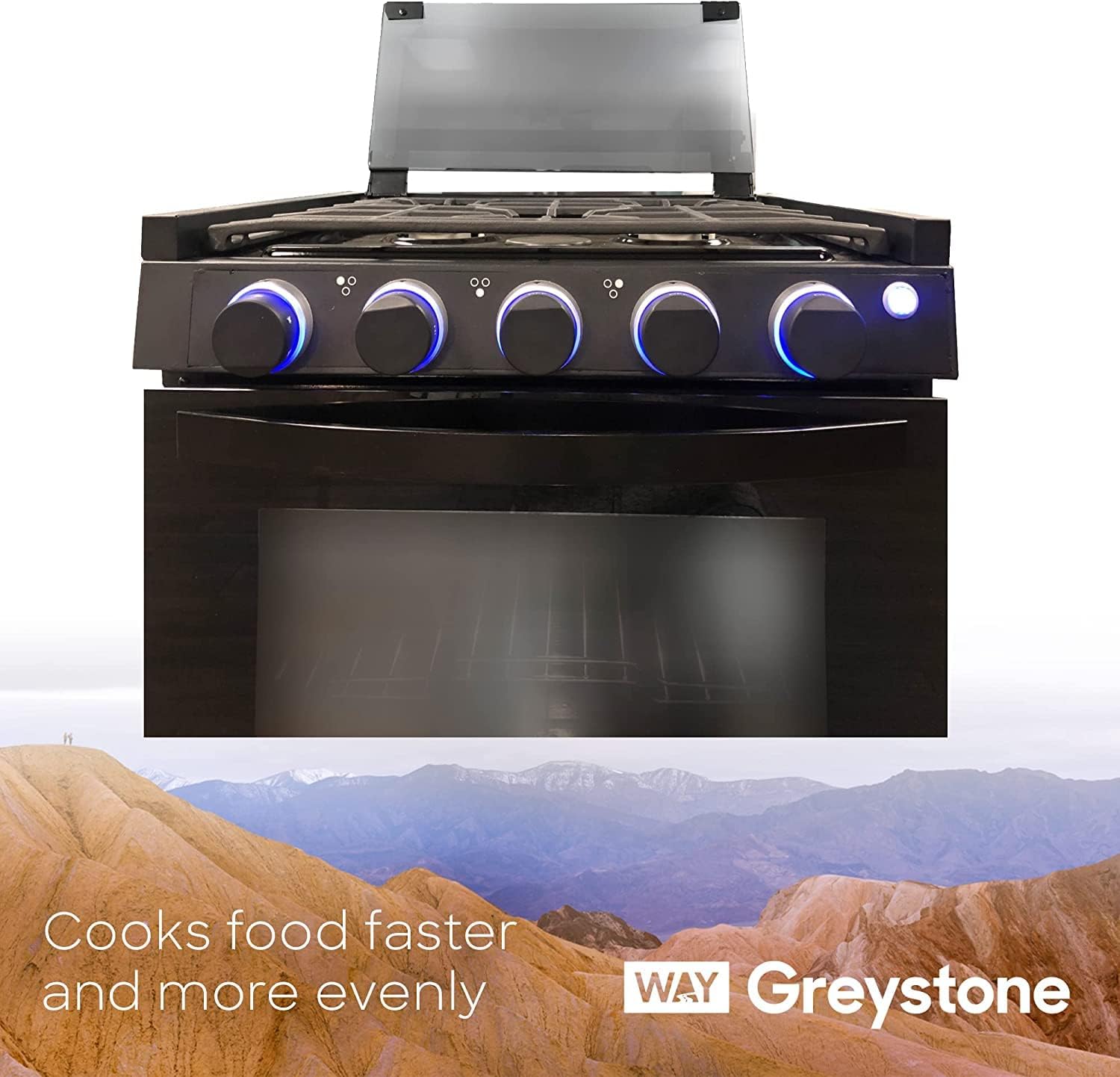 12 Volt 21 Inch Black RV Gas Range and Cooktop C905230