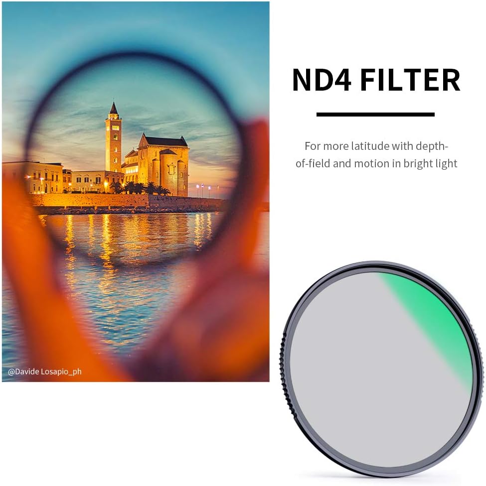 49mm Fixed ND Lens Filter Kit, Neutral Density ND4 ND8 ND64 ND1000 Filter Set with 4-Filter Pouch T735190