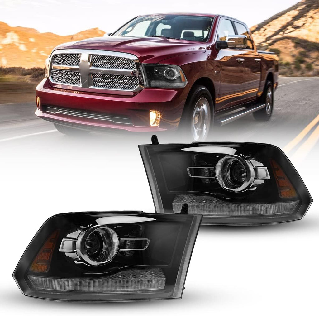 Black LED Headlights Assembly for Dodge Ram Pickup, Pair O138