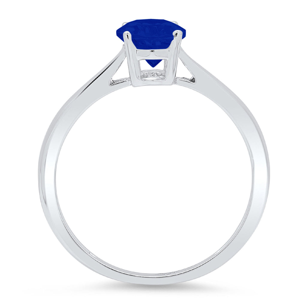 Oval Cut Simulated Blue Sapphire 14k White Gold Ring Size 10.5 E137