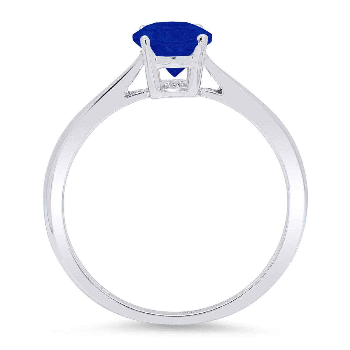 Oval Cut Simulated Blue Sapphire 14k White Gold Ring Size 10.5 E137