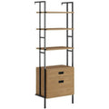 4-Shelf Wall-Mounted Bookcase with Drawers Serene Walnut P91674