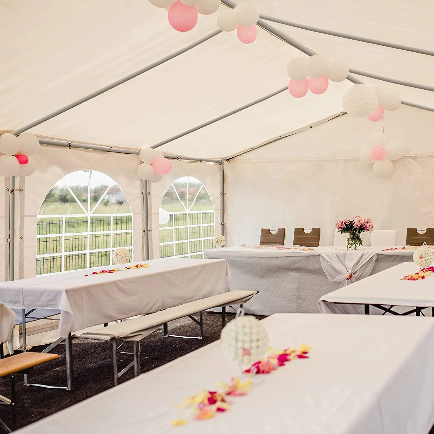 20x40FT White Roof Party Tent with Detachable PVC Sidewalls H546