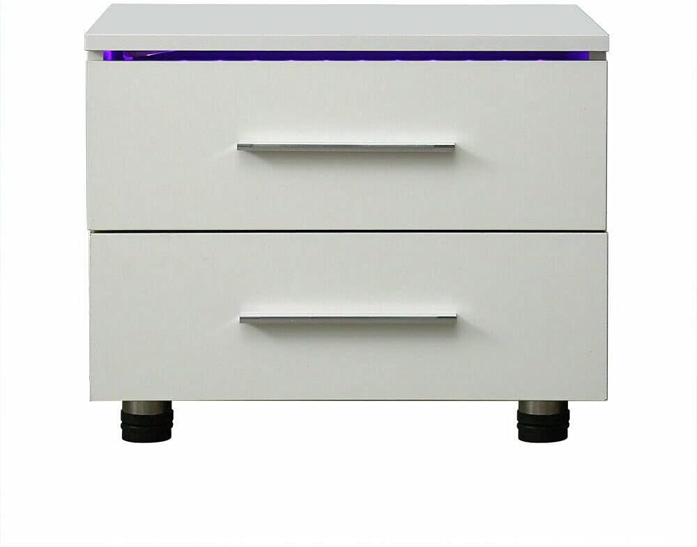 High Gloss 2 Drawer LED Nightstand Cabinet S812