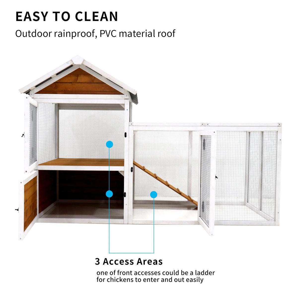 Large Wooden Chicken Coop with Nest Box M4800