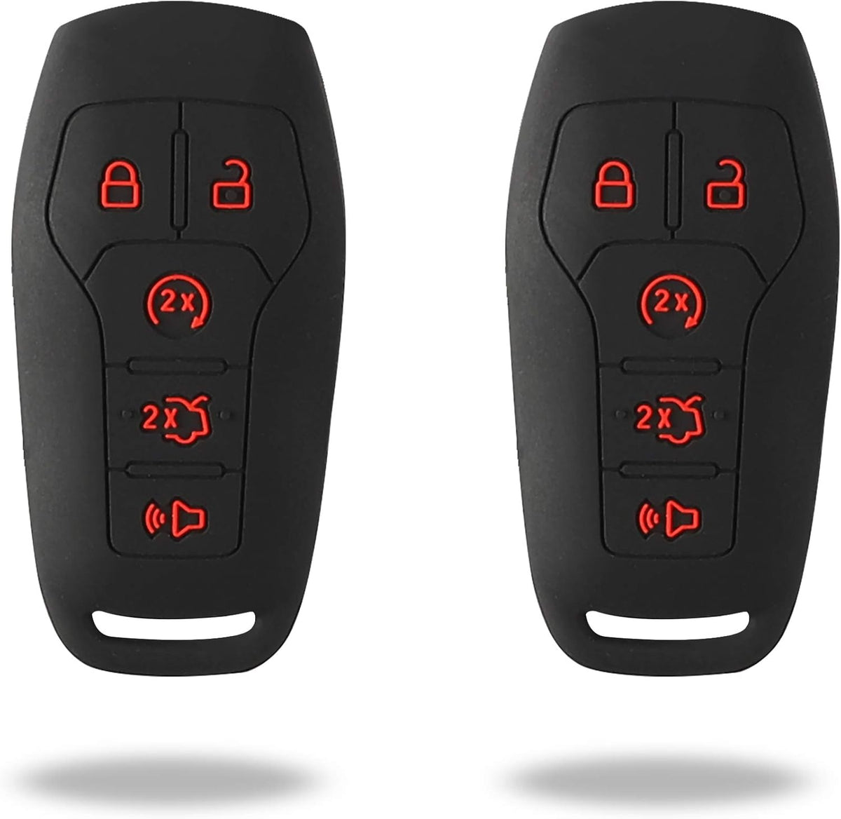 2Pcs Silicone Smart Key Fobs Remote Covers Case (Black) A9853