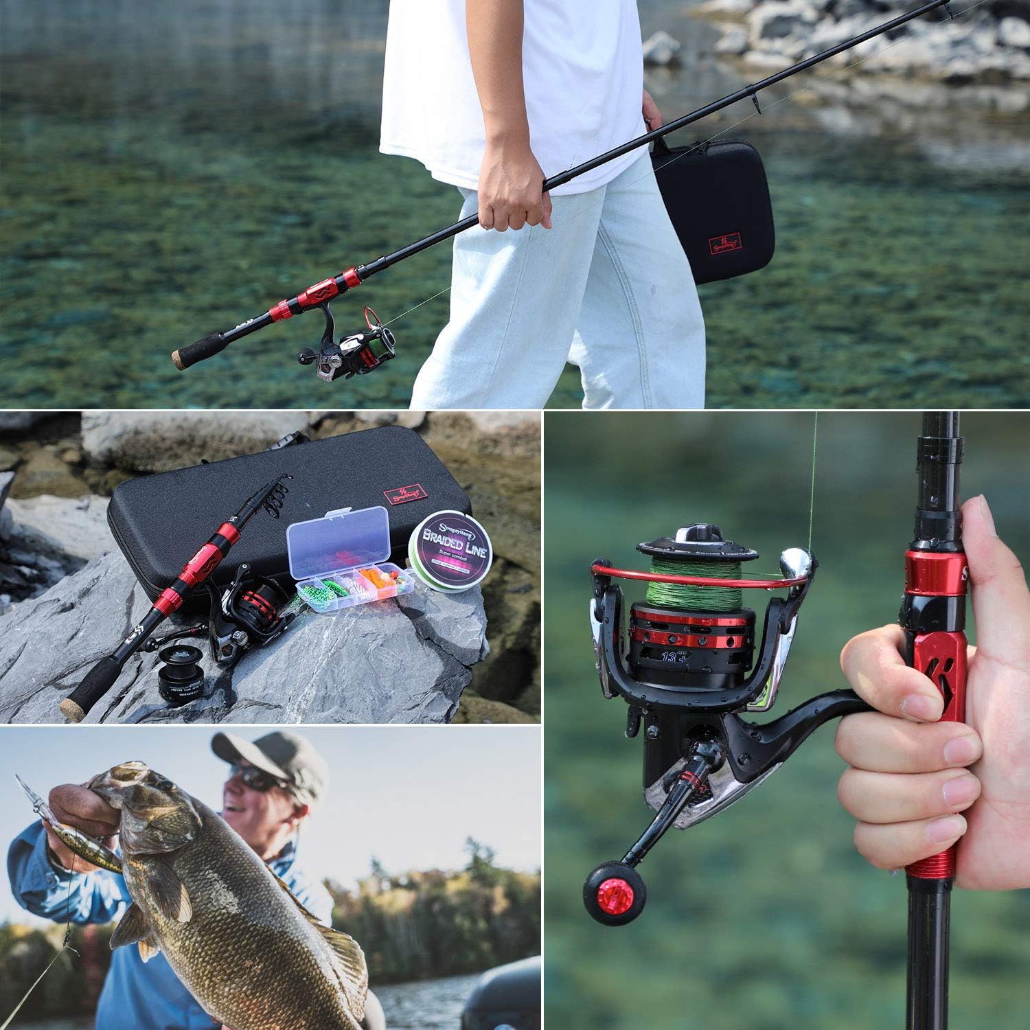 Telescopic Fishing Rod Combos with Spinning Reels Fishing Carrier Bag L149153