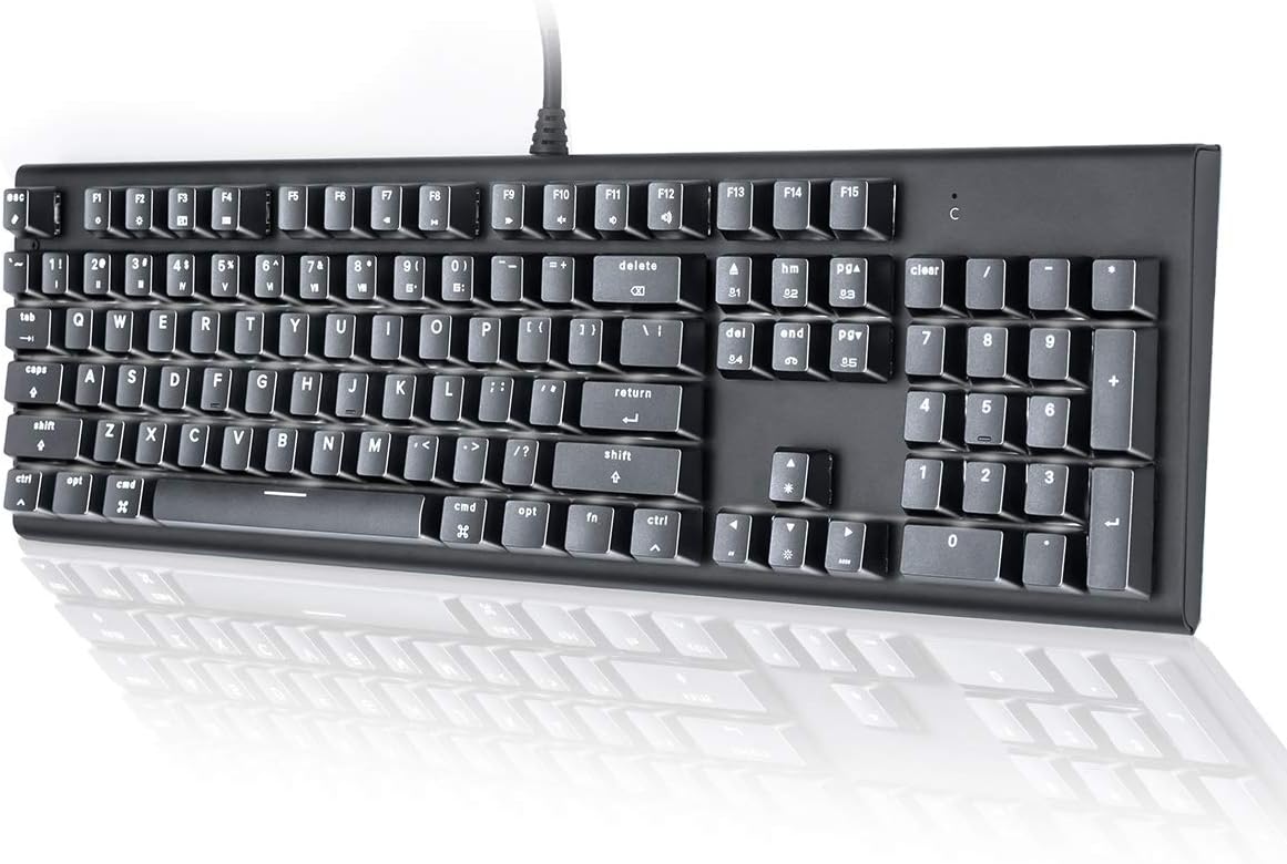 White 104-key Ergonomic Mechanical Keyboard with Red Switches I50789