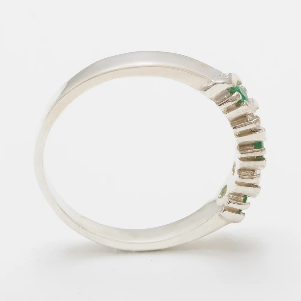 10k White Gold Emerald & Cubic Zirconia Eternity Ring Y165027