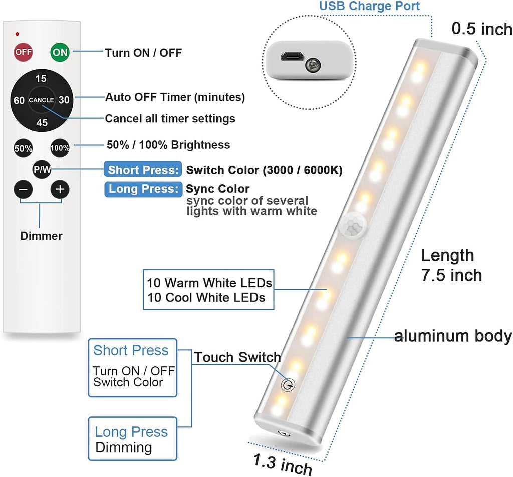 Rechargeable Touch Lights with Timer Dimmer 3 Colors H661493
