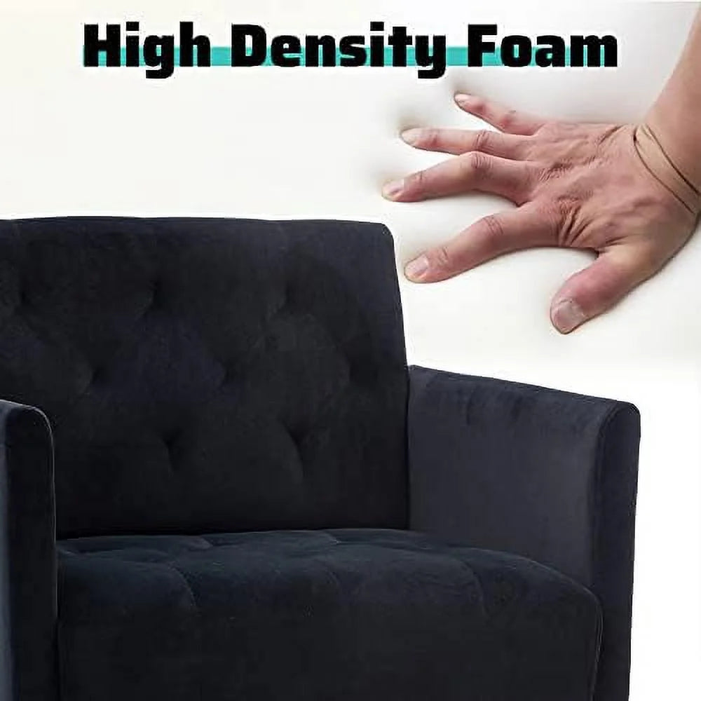 Orange Velvet Tufted Accent Chair with Metal Legs W909
