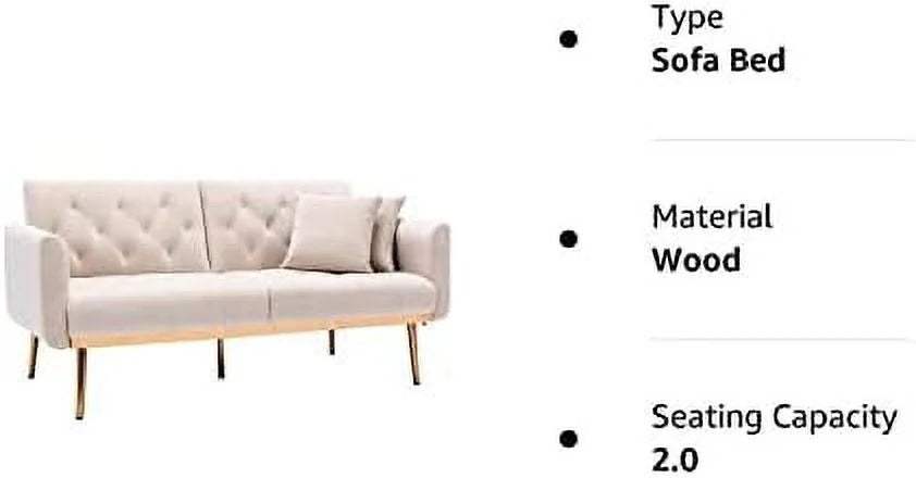 Green Velvet Convertible Sofa Bed with Gold Metal Feet K9856