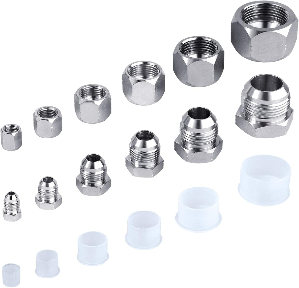 64pcs JIC 37° Flare Cap & Plug Kit, Galvanized Steel, Sizes-04 06 08 10 12 16 T1671