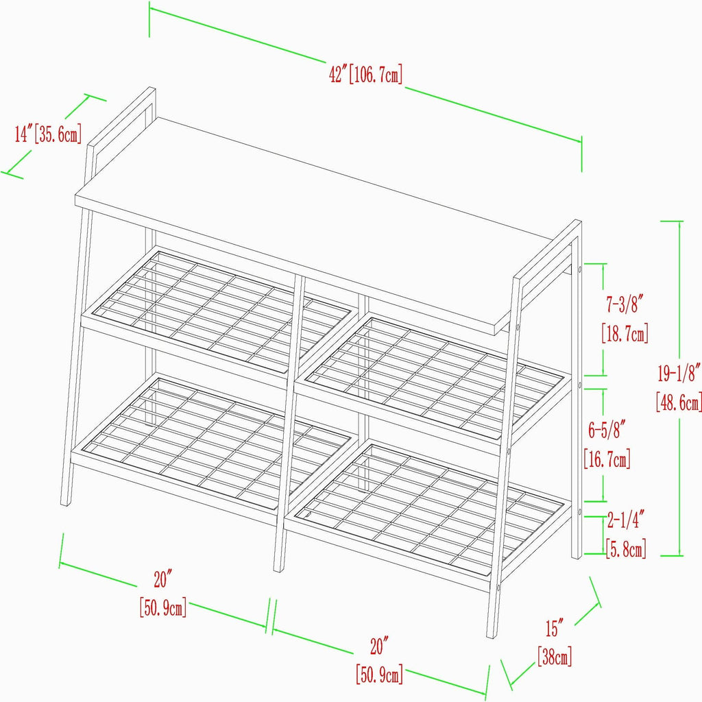 Industrial Shelf Entry Bench Grey Wash G485835
